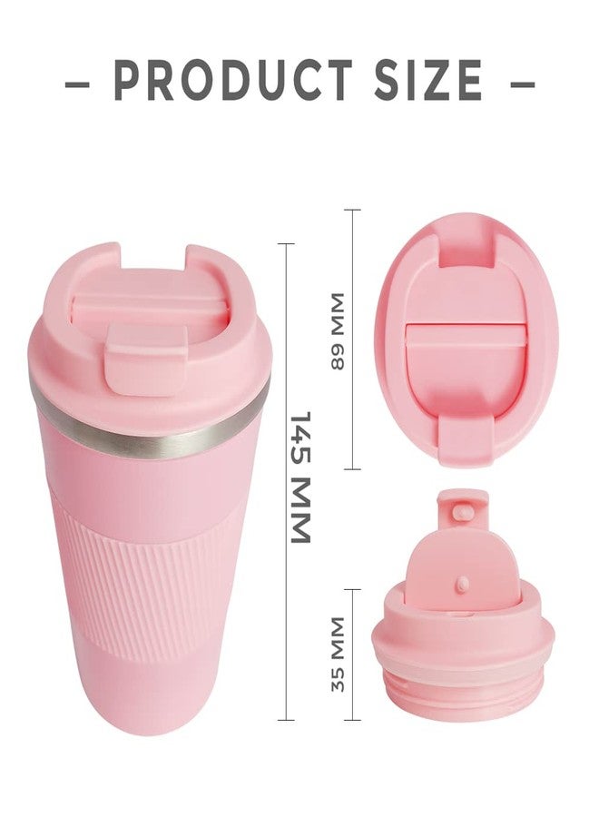ZOKIXTO New Stainless Steel Vacuum Insulated Travel Tea and Coffee Mug -Insulated Cup for Hot & Cold Drinks, Travel Thermos Flask with Lid. (Pink, 510 Ml) - Image 4